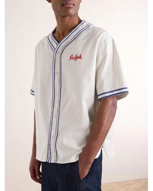 Polo Ralph Lauren Natural Logo-Embroidered Printed Cotton Shirt for men