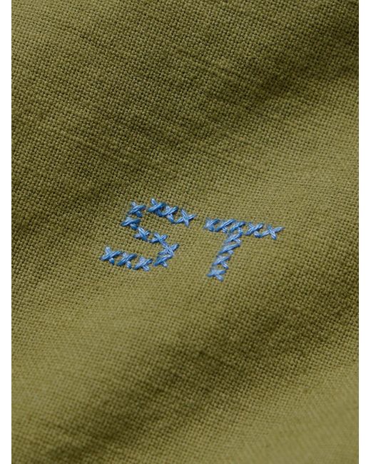 STORY mfg. Green Embroidered Organic Cotton-canvas Overshirt for men