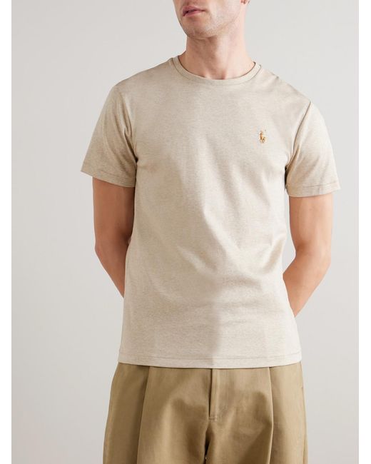 Polo Ralph Lauren White Logo-Embroidered Cotton-Jersey T-Shirt for men