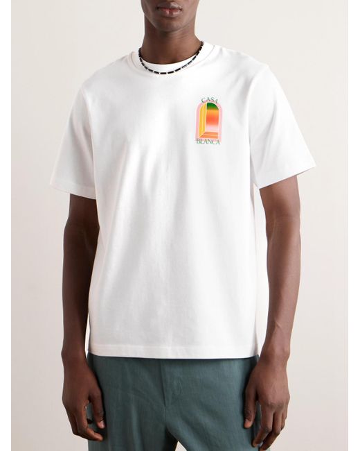 Casablancabrand Gradient L'Arche T-Shirt aus Baumwoll-Jersey mit Logoprint in White für Herren
