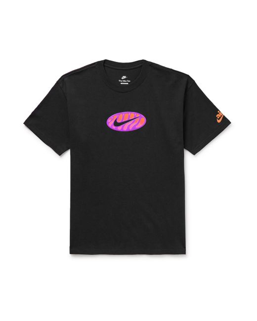 Nike Black Sportswear Logo-appliquéd Cotton-jersey T-shirt for men