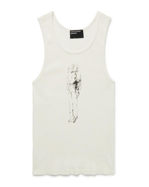 Enfants Riches Deprimes White Bad Professor Logo-Print Ribbed Cotton Tank Top for men