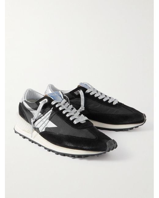 Golden Goose Deluxe Brand Black Marathon Leather And Suede-trimmed Nylon Sneakers for men