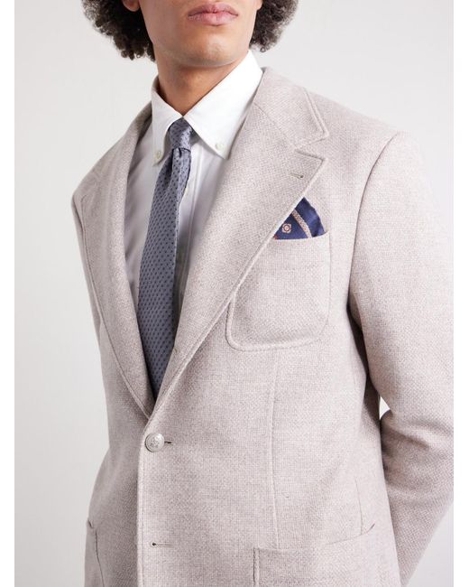 Brunello Cucinelli Blue Printed Silk Pocket Square for men