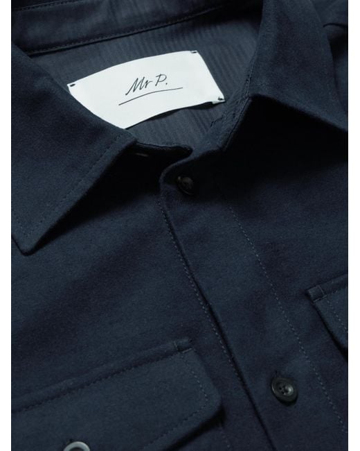 Mr P. Hemdjacke aus Moleskin aus einer Biobaumwollmischung in Blue für Herren