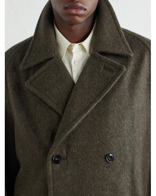 Lemaire Brown Double-Breasted Wool And Alpaca-Blend Felt Coat for men