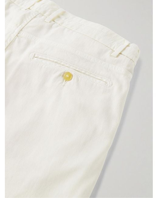 Pantaloni a gamba dritta in twill di misto lyocell di Canali in White da Uomo