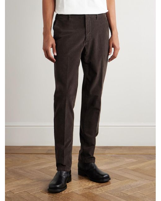 Altea Brown Dumbo Straight-leg Stretch-cotton Corduroy Trousers for men