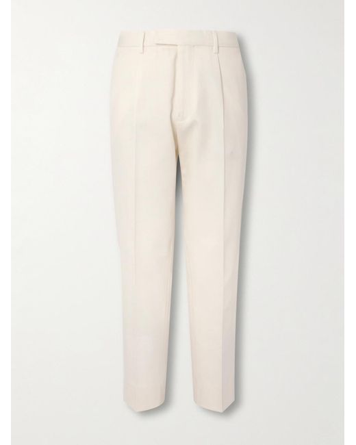 Zegna Natural Straight-Leg Cotton And Wool-Blend Trousers for men