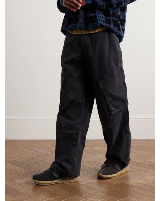 Visvim Black Fkt Runner Suede-Trimmed Canvas Sneakers for men