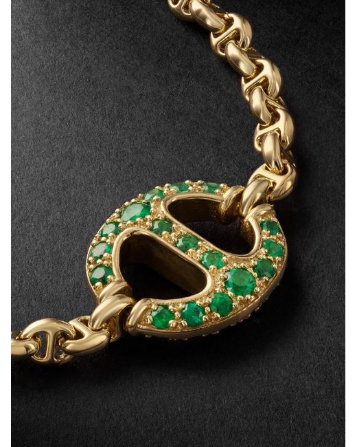 Bracciale in oro 18 carati con smeraldi e diamanti di Hoorsenbuhs in Black da Uomo