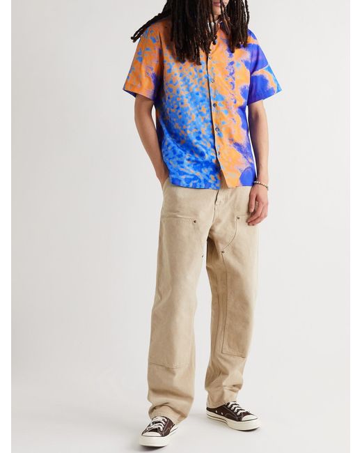 Msftsrep Blue Printed Cotton Shirt for men