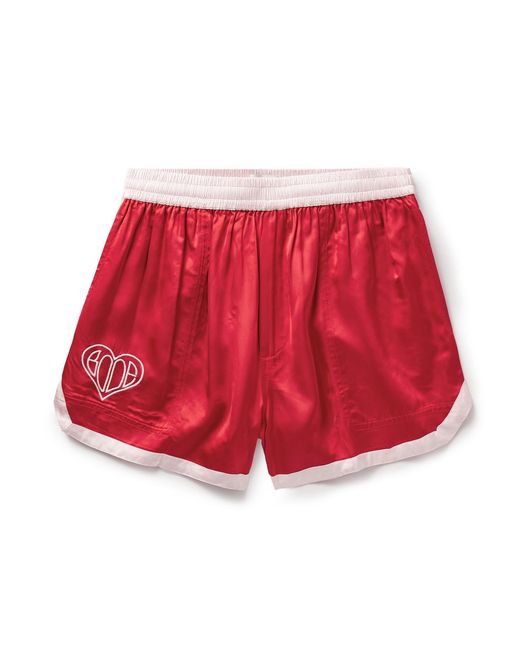 Bode Wide-Leg Logo-Embroidered Two-Tone Satin Shorts for men
