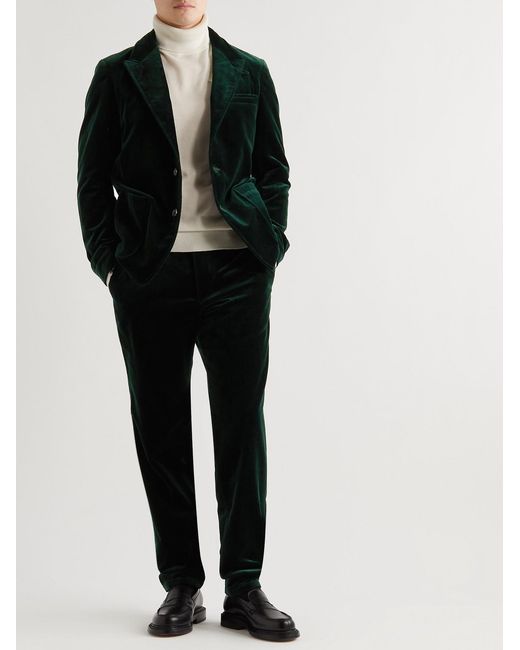 Oliver Spencer Black Fishtail Slim-Fit Cotton-Velvet Suit Trousers for men