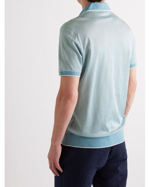 Loro Piana Blue Cotton Polo Shirt for men