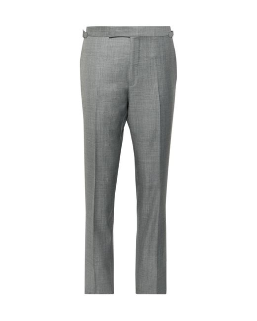 Tom Ford Gray Grey O'connor Slim-fit Super 110s Sharkskin Wool Suit Trousers for men