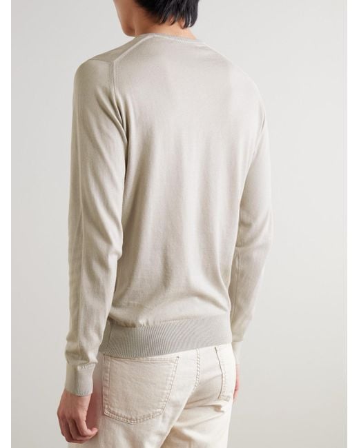 John Smedley White Hatfield Slim-Fit Sea Island Cotton Sweater for men