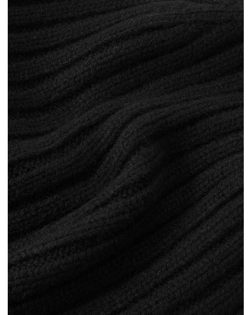 Mr P. Black Cairn Ribbed Cashmere Beanie for men