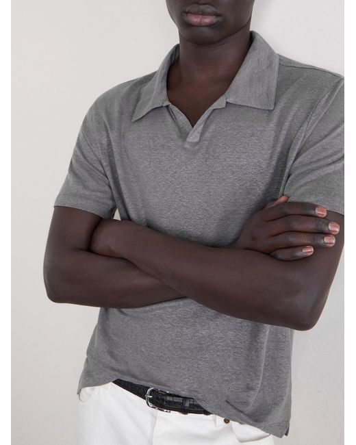 Officine Generale Gray Simon Linen Polo Shirt for men