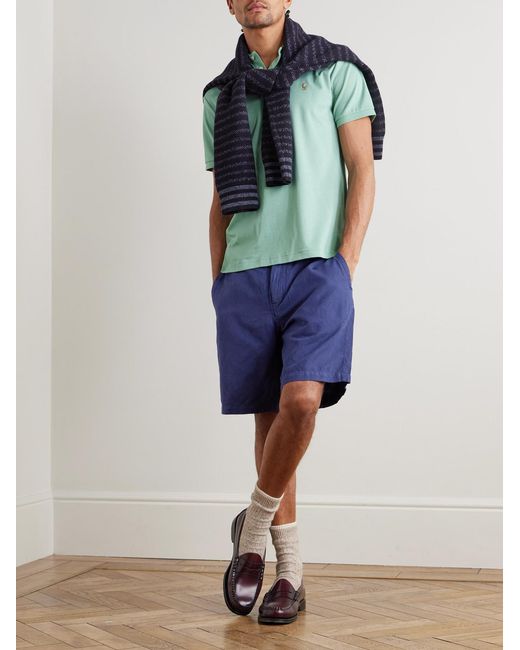 Polo Ralph Lauren Blue Straight-Leg Cotton And Linen-Blend Shorts for men
