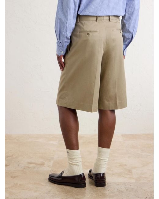 AMI Natural Low-waist Wide-leg Cotton Bermuda Shorts for men