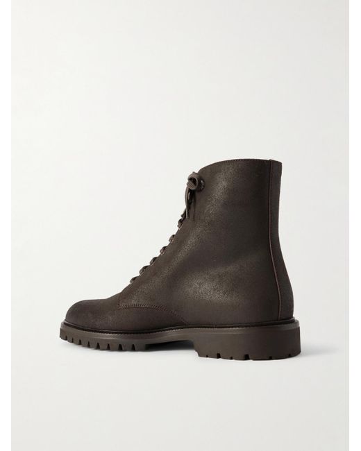 Brunello Cucinelli Black Pedula Waxed-suede Boots for men
