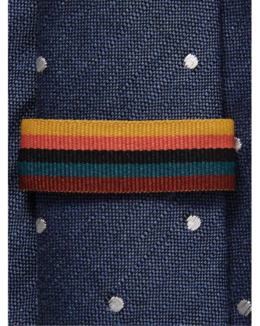 Paul Smith Blue 8cm Polka-dot Linen And Silk-blend Tie for men
