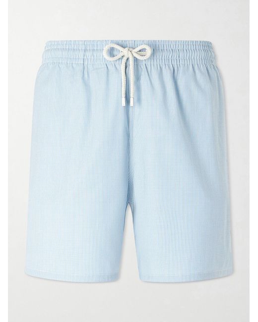 Vilebrequin Blue Moopea Straight-leg Mid-length Striped Wool-blend Swim Shorts for men