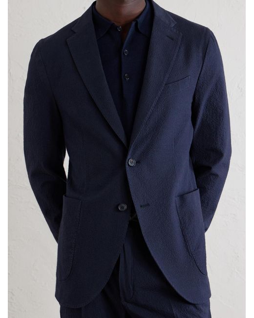 Slowear Blue Seersucker Suit Jacket for men