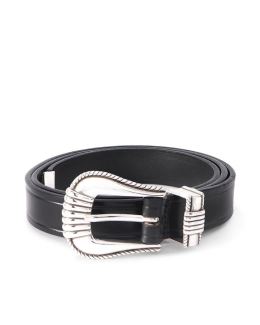 Monitaly Black Leather Belt for men