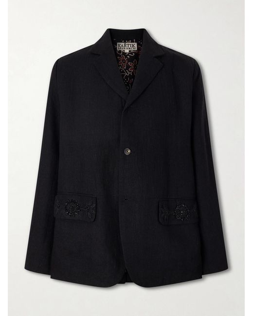 Kartik Research Blue Linen Blazer for men