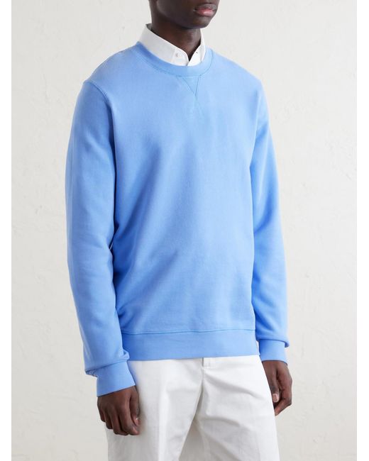 Sunspel Blue Cotton-Jersey Sweatshirt for men