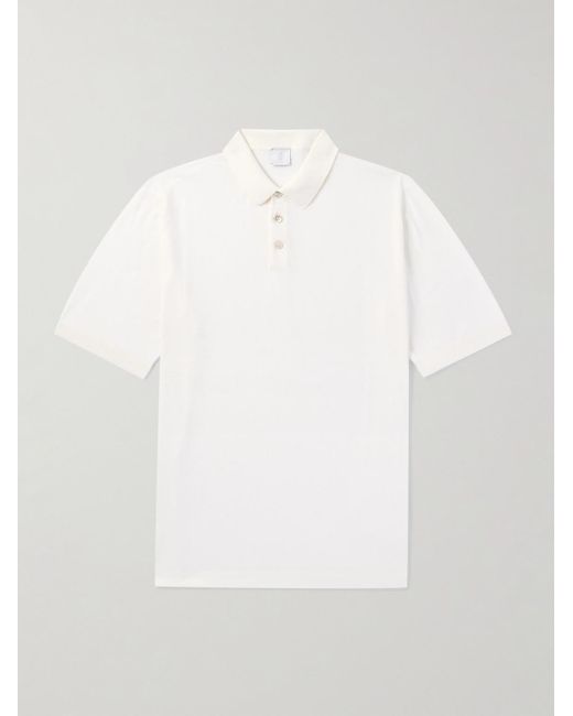 Eleventy White Garment-Dyed Cotton Polo Shirt for men