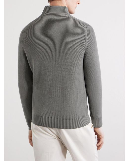 Brunello Cucinelli Gray Knitted Cotton Sweater for men