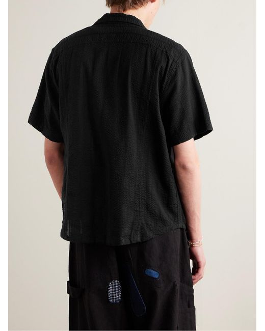 Corridor NYC Black Camp-collar Striped Cotton-seersucker Shirt for men