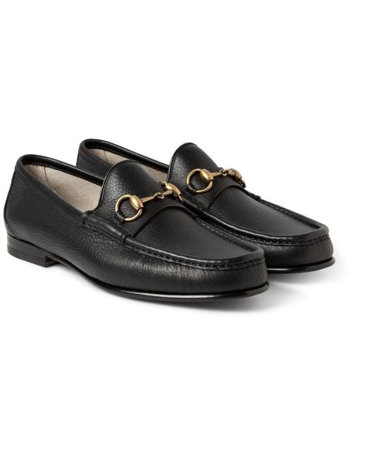 Gucci Black Horsebit Full-grain Leather Loafers for men