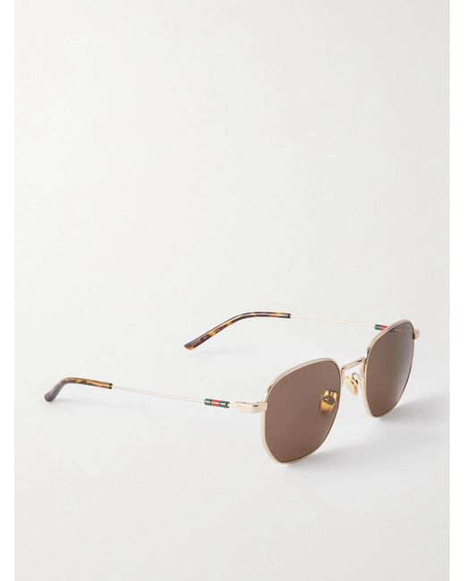 Gucci Metallic Round-Frame-Tone Sunglasses for men