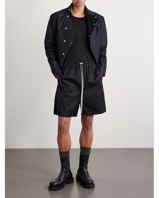 Rick Owens Black Straight-leg Cotton-blend Poplin Shorts for men