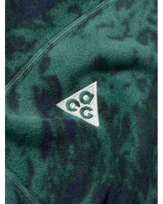 Nike Green Acg Wolf Tree Logo-embroidered Polartec® Fleece Hoodie for men