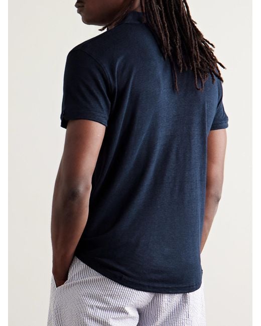 Orlebar Brown Blue Sebastian Slim-Fit Linen-Jersey Polo Shirt for men