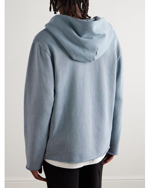 Les Tien Blue Garment-dyed Distressed Cotton-jersey Zip-up Hoodie for men