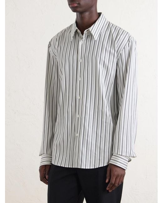 Saint Laurent White Striped Cotton Shirt for men