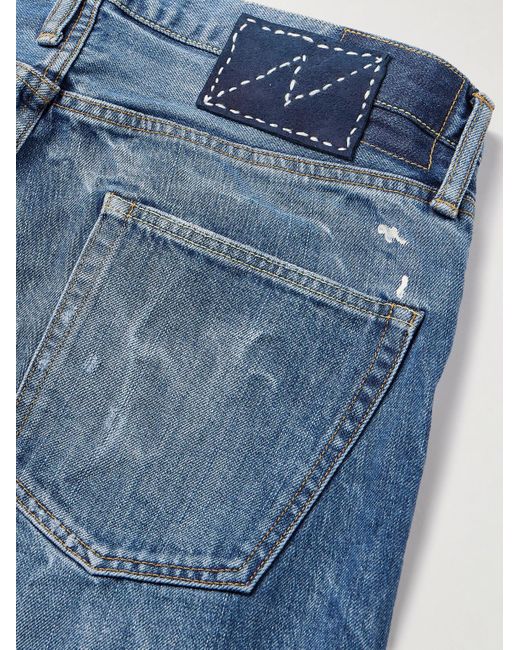 Visvim Blue Social Sculpture 11 Slim-Fit Straight-Leg Paint-Splattered Jeans for men