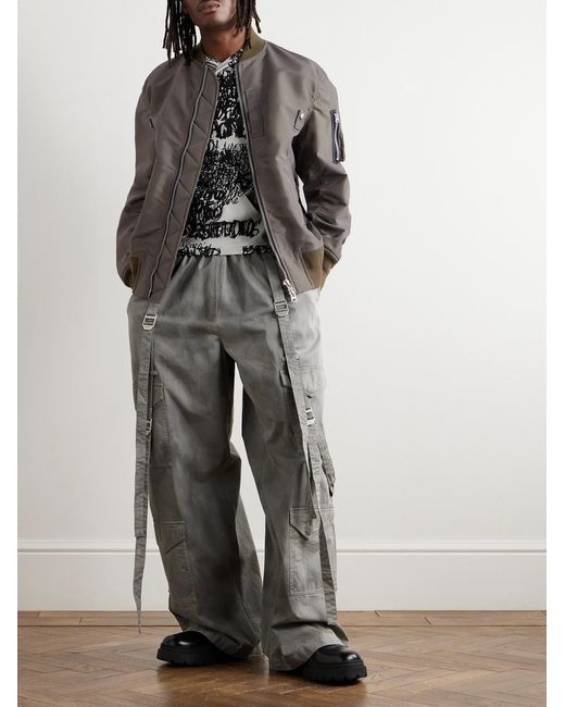 Sacai Gray Padded Nylon-Twill Bomber Jacket for men