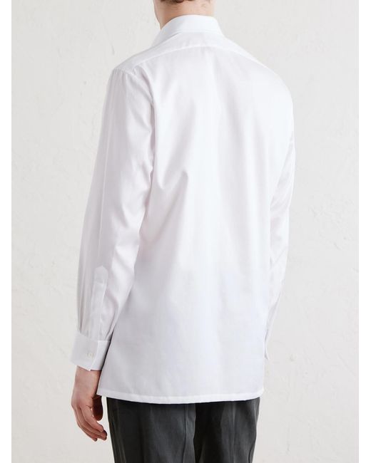 Charvet White Cotton-Herringbone Shirt for men