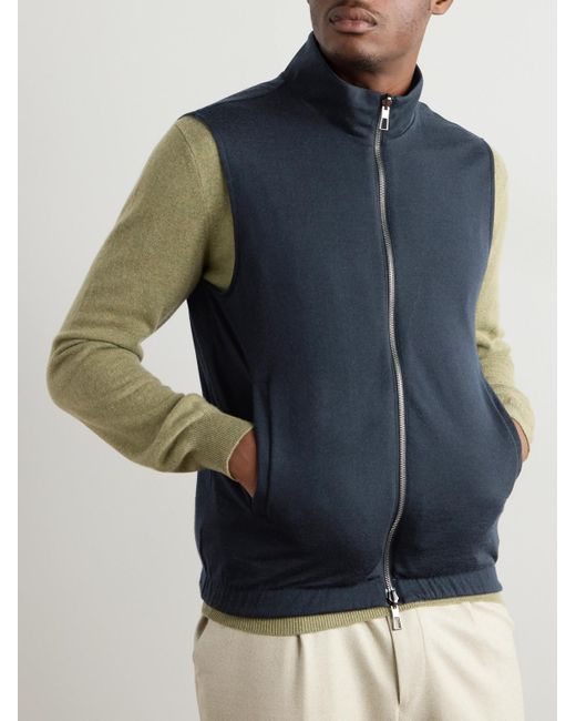 Loro Piana Blue Slim-Fit Reversible Storm System Windwish Twill And Wool Gilet for men