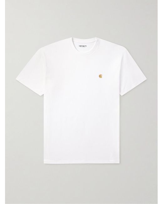 Carhartt T-Shirt aus Baumwoll-Jersey mit Logostickerei in White für Herren