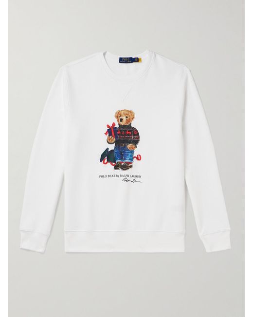 Polo Ralph Lauren White Bear-print Crewneck Cotton-blend Sweatshirt for men