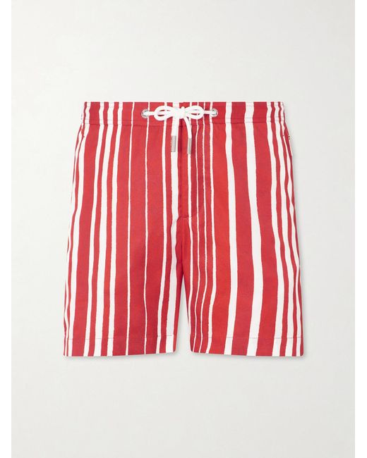 Orlebar Brown Red Bulldog Straight-Leg Striped Swim Shorts for men