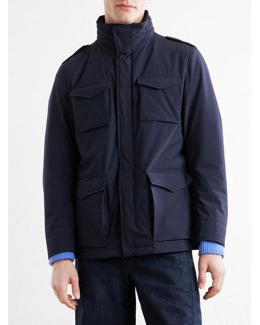 Herno Blue Four Pockets Woven Jacket for men